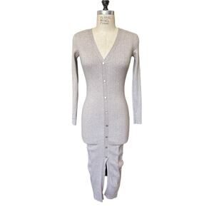 Meshki Oatmeal Tan Ribbed Knit Midi Dress Size Small